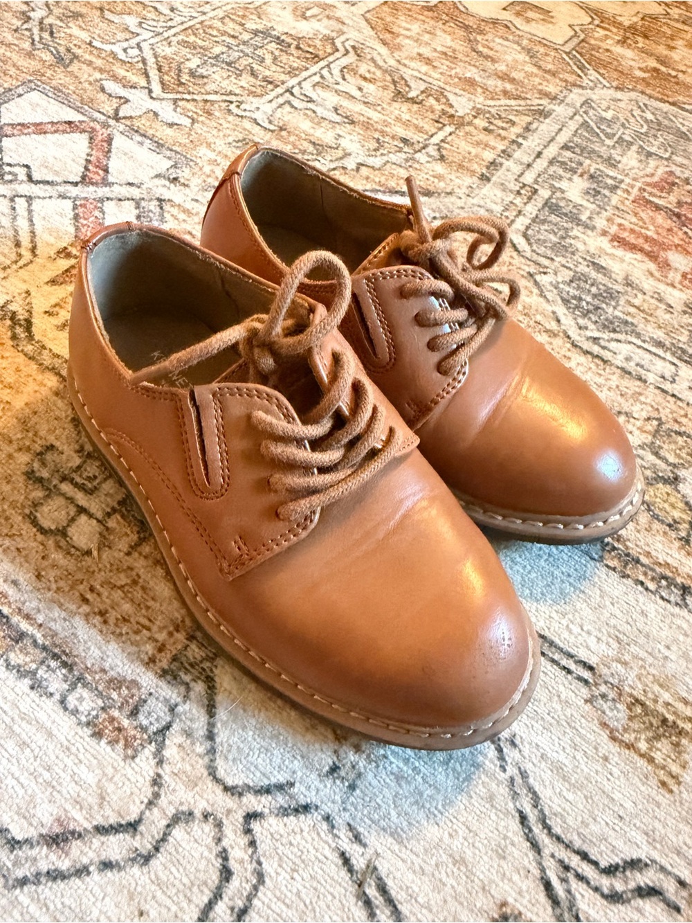 Kenneth Cole Kids Tan Lace Up Oxford Dress Shoes 10